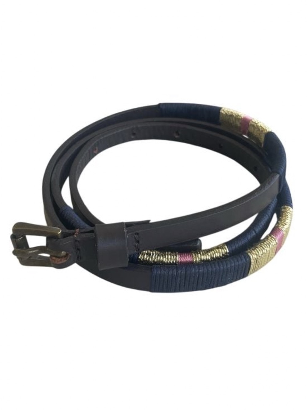 VINTAGE Linea Pelle Bohemian Wrapped Skinny Leather Belt (M)